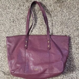 Fossil Plum Leather Tote